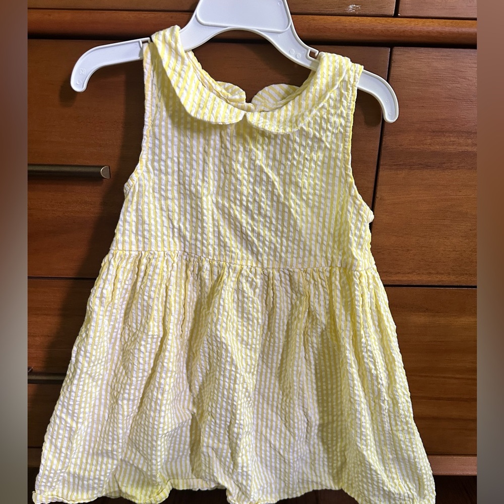 H&M yellow seersucker, peter pan collar, dress, size 4T